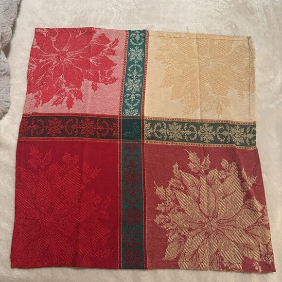 North Pole Trading Co Set Of 8 Jacquard CHRISTMAS NAPKINS 19"x19" New Poinsettia - Picture 4 of 5